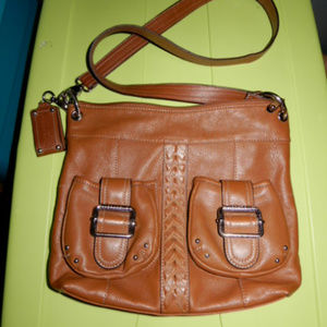 Tignanello Brown  Pebbled Leather Cross-body purse